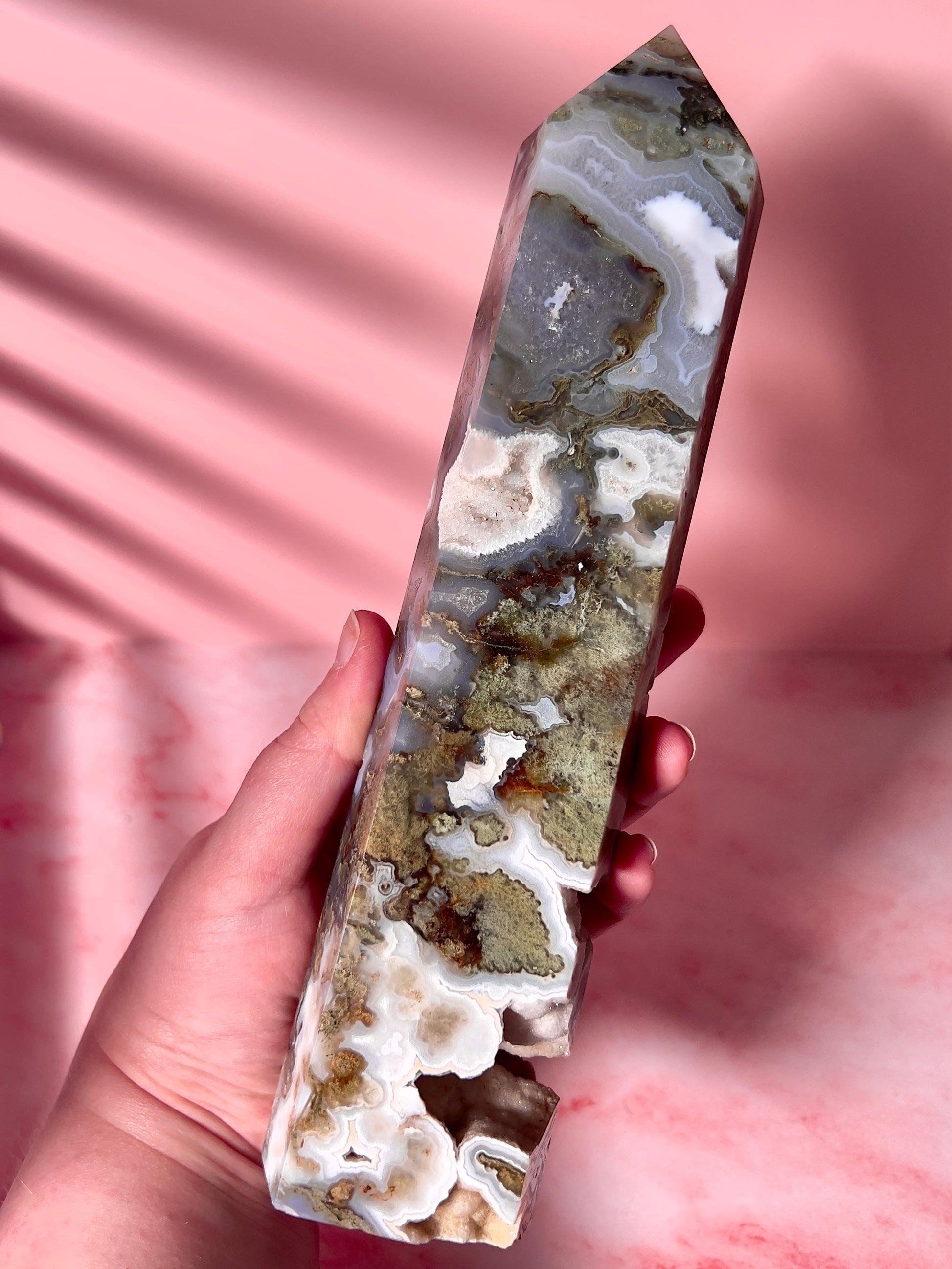 high quality moss agate statement tower 1