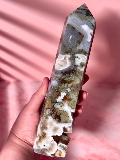 high quality moss agate statement tower 1