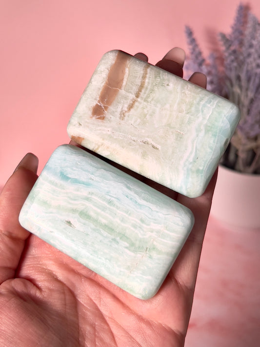 Caribbean Calcite Square Palm Stone - Choose Your Own