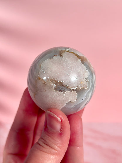 Pastel Pink Flower Agate Sphere