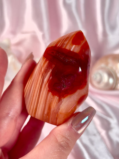 Warm Peachy Banded Carnelian Flame