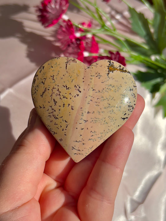 pink picture jasper crystal heart 