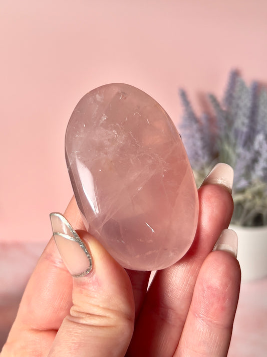 beautiful natural rose quartz palm stone worry stone
