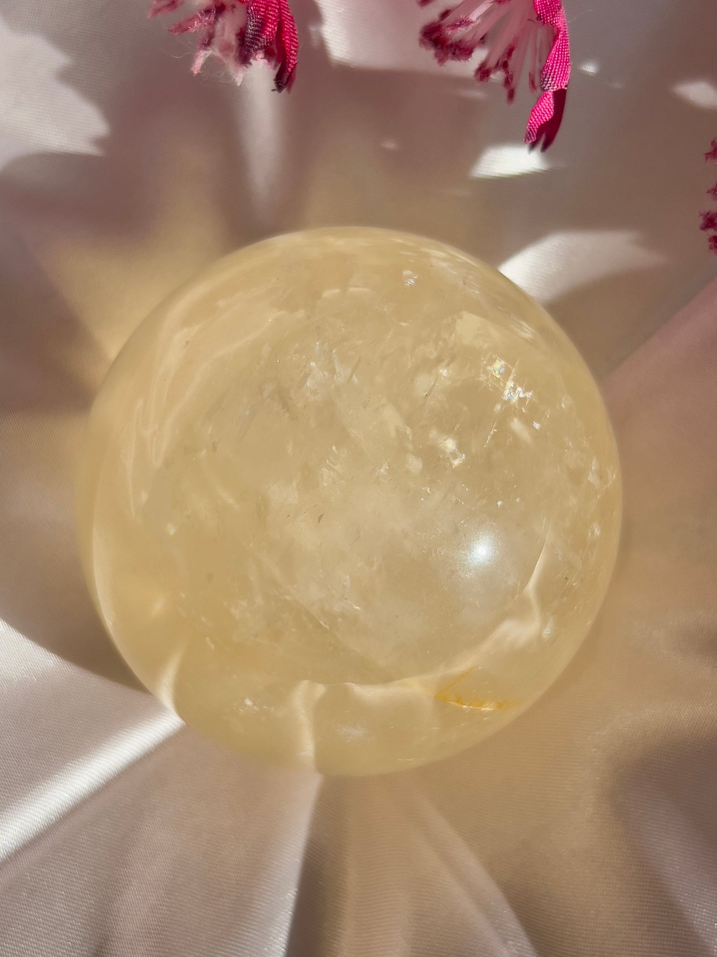 honey calcite crystal sphere