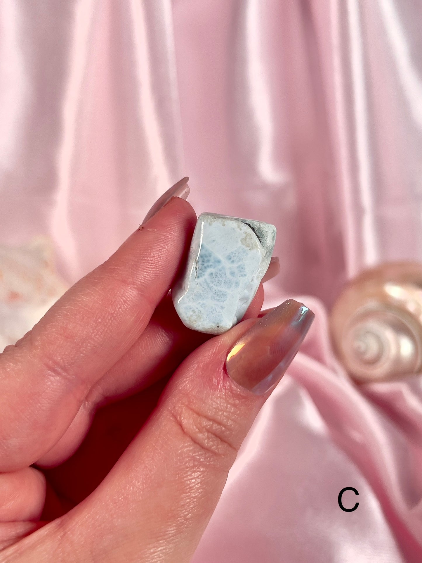 Larimar Slabs, Tumbles, and Hearts