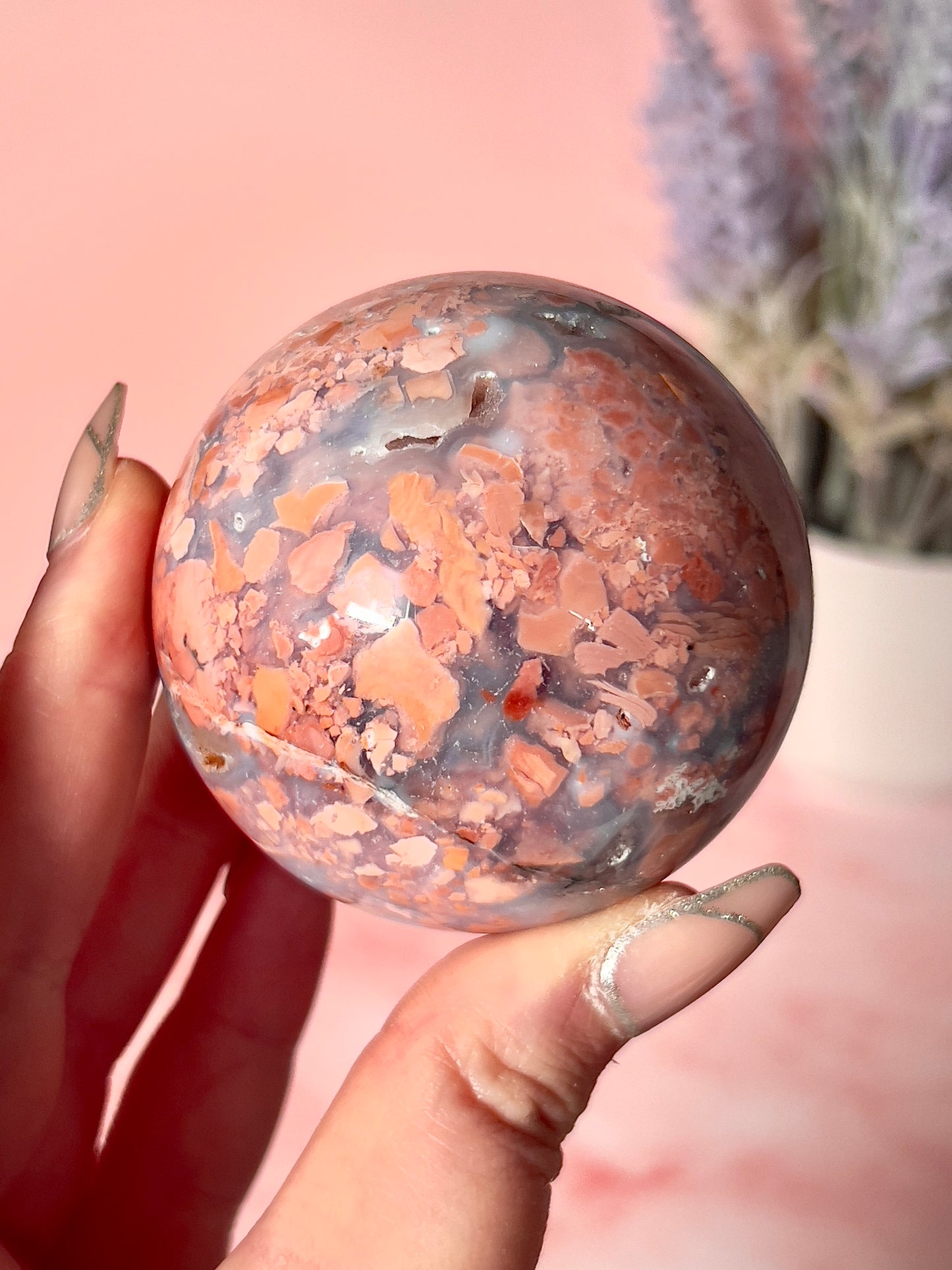 Imperfect Cotton Candy Agate Sphere