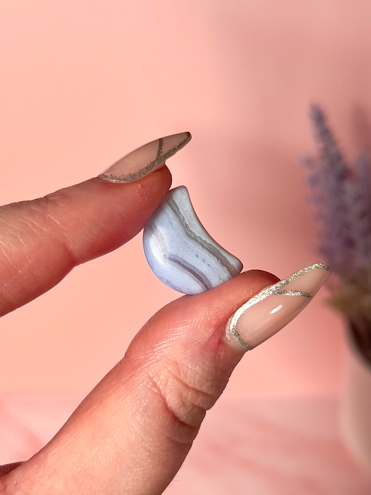 Mini Blue Lace Agate Hearts, Buttons, and Moons