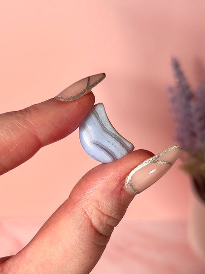 Mini Blue Lace Agate Hearts, Buttons, and Moons