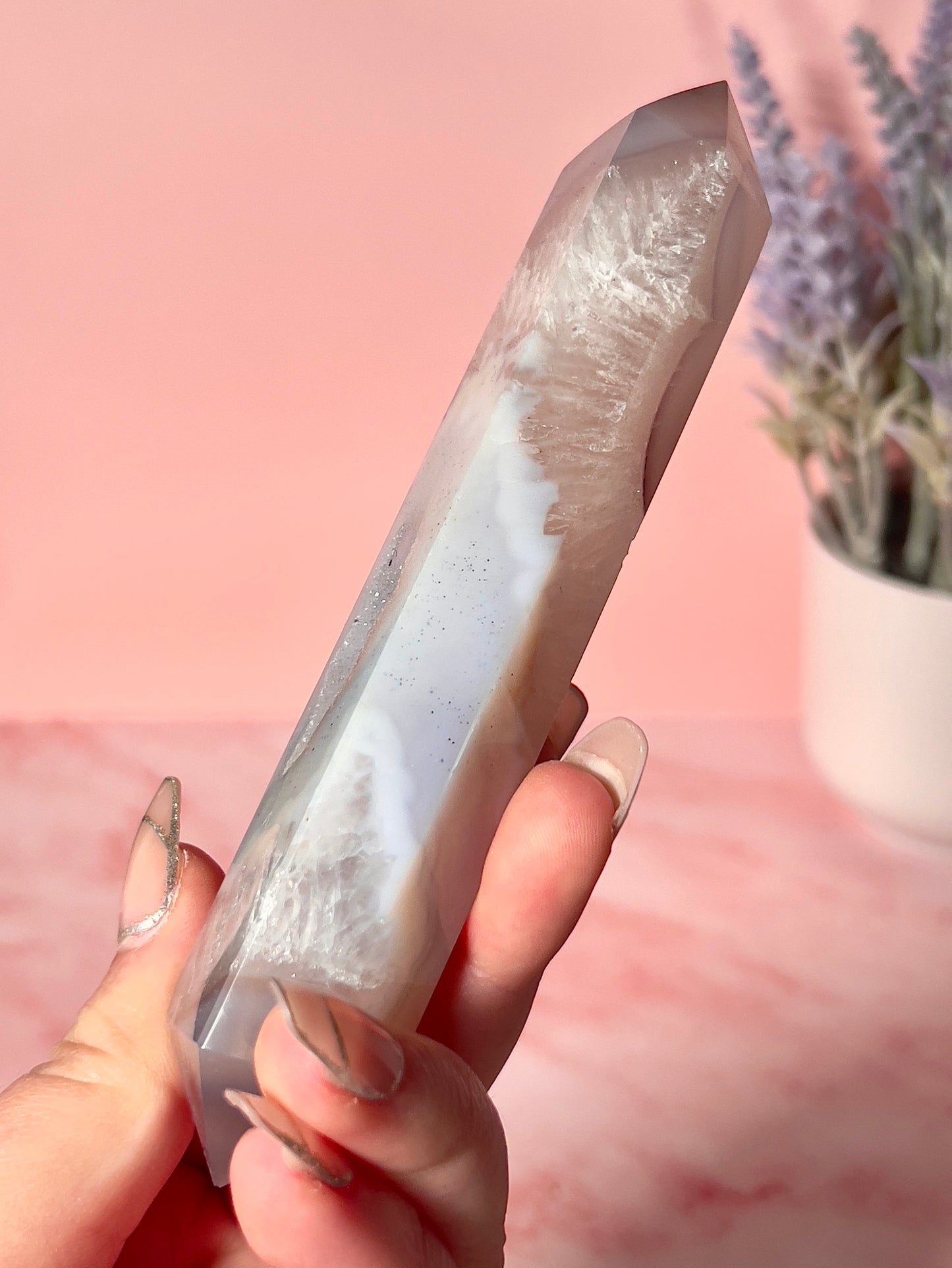 Pastel Blue Druzy Agate DT