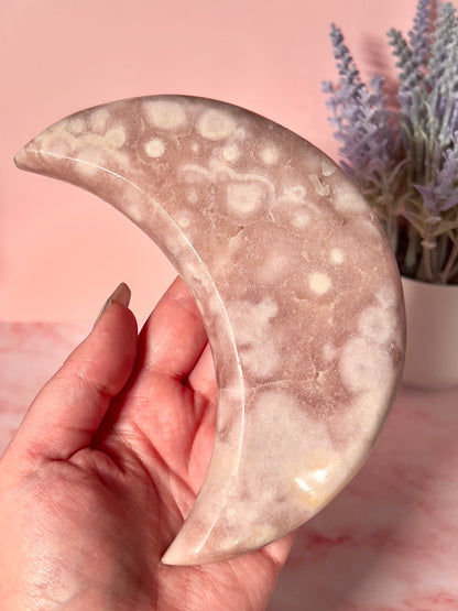 Pink Amethyst Moon on Stand