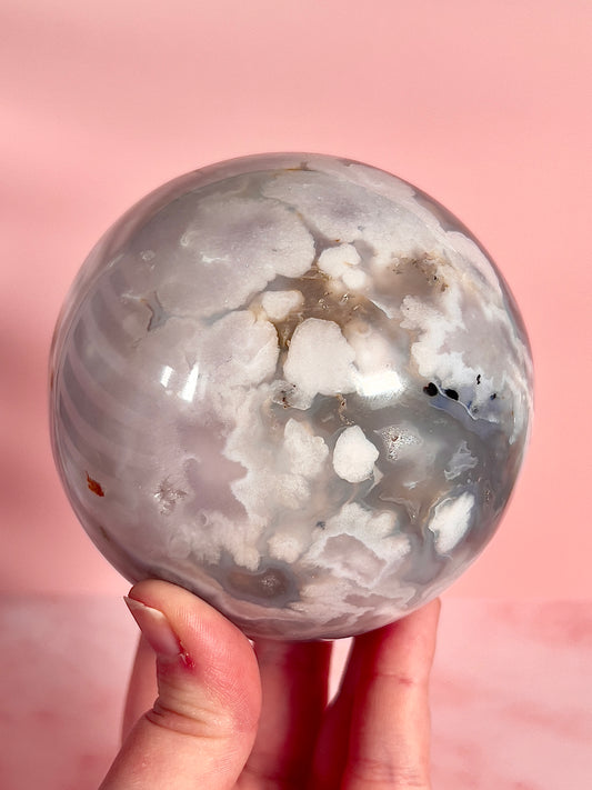 Lavender and Blue Flower Agate Statement Sphere