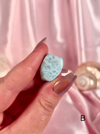 Larimar Slabs, Tumbles, and Hearts