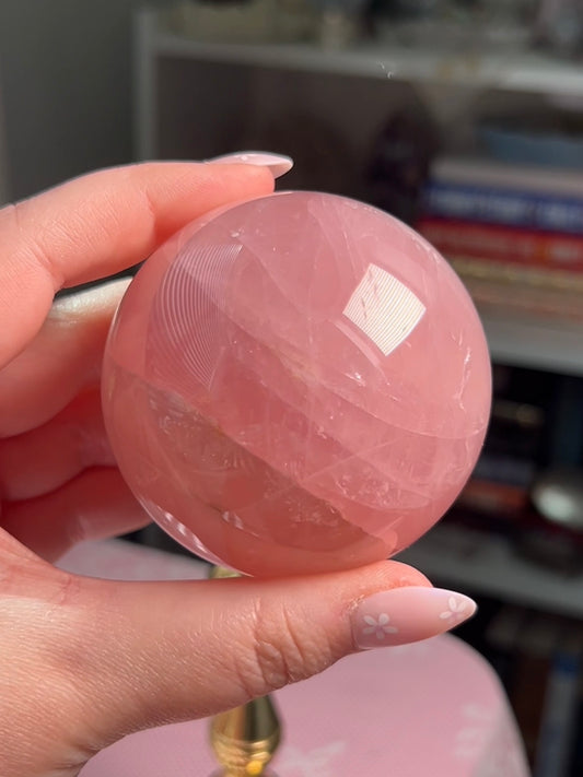Jelly Juicy Pink Star Rose Quartz Sphere
