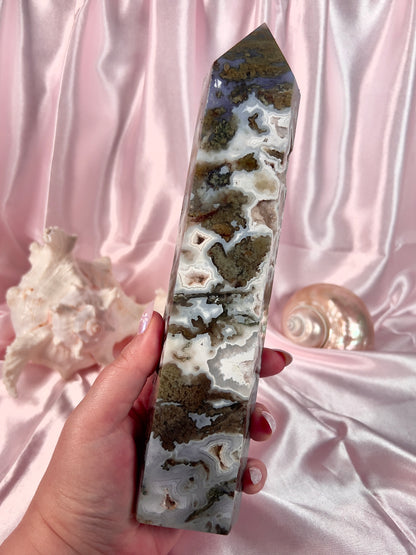 High Quality Moss Agate Statement Tower