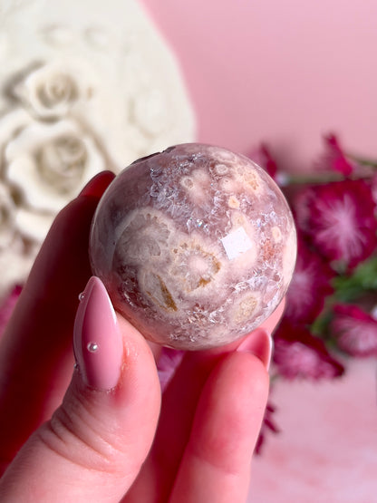Pink Amethyst and Flower Agate Sphere
