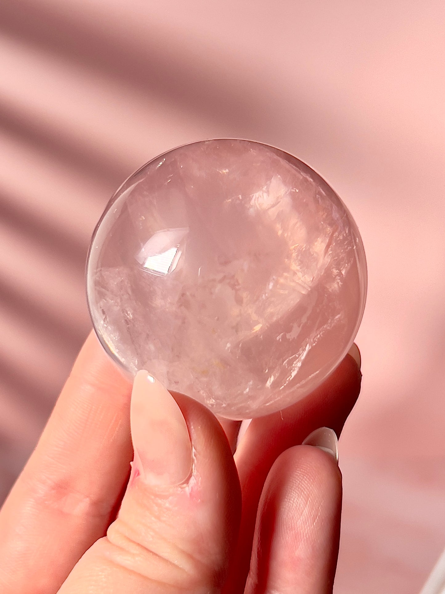 Gem Quality 12 Point Star Rose Quartz Sphere “R”