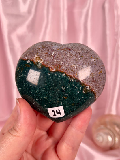 Split Tone Purple & Green Sea Jasper Heart