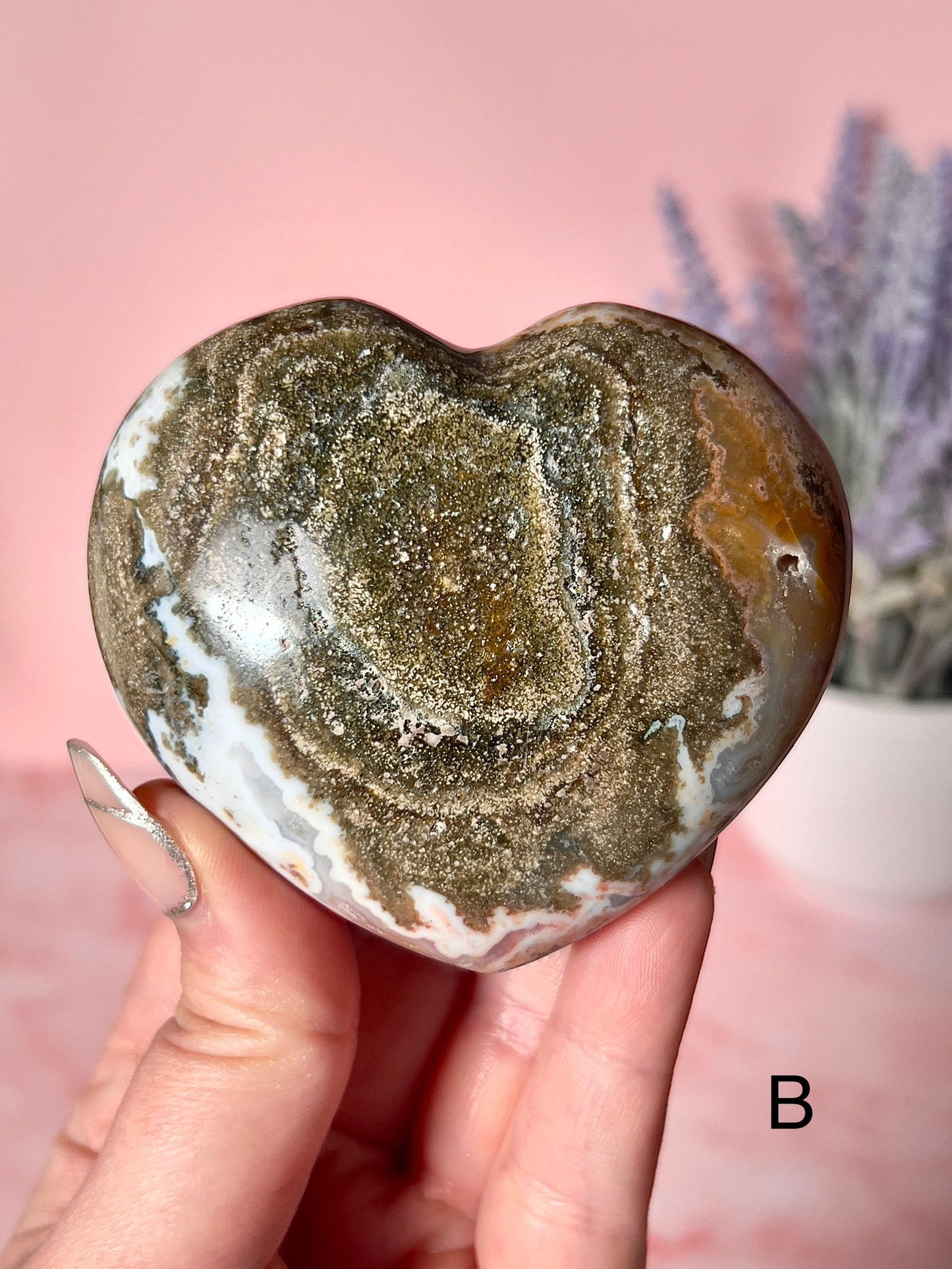 Beautiful Sea Jasper Puffy Hearts