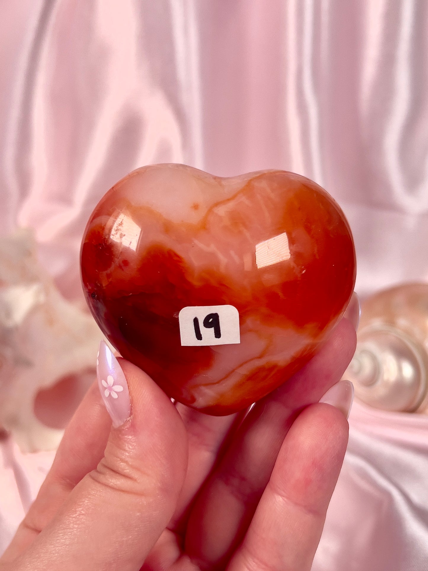 Peachy Pink Carnelian Heart