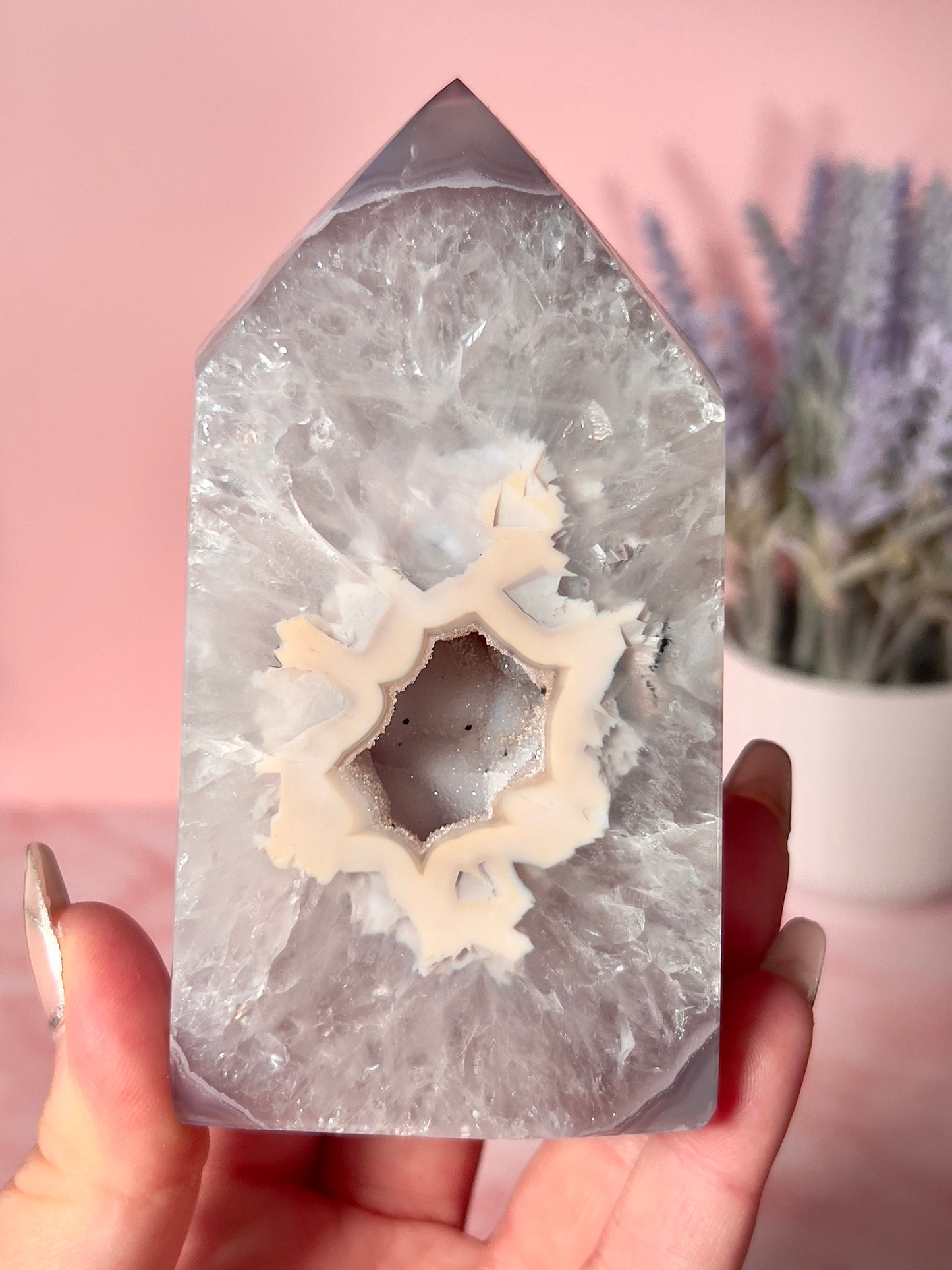 Pastel Purple Druzy Agate Tower