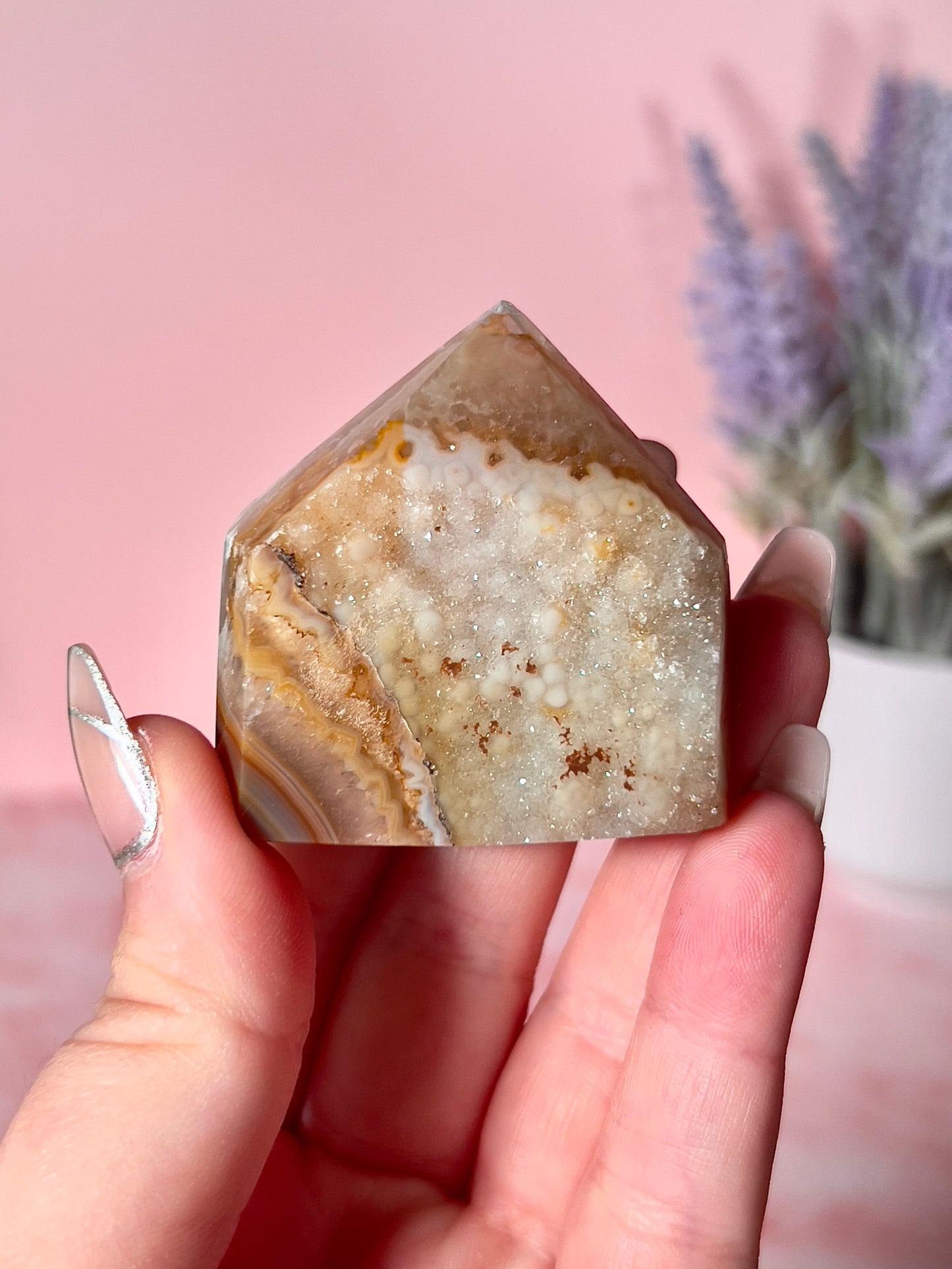 Yellow Druzy Agate Tower