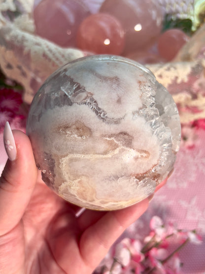 Ballet Slipper Pink Amethyst Sphere with Quartzy Druzy