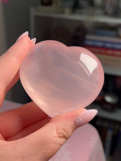 HQ Star Rose Quartz Heart with Diasterism