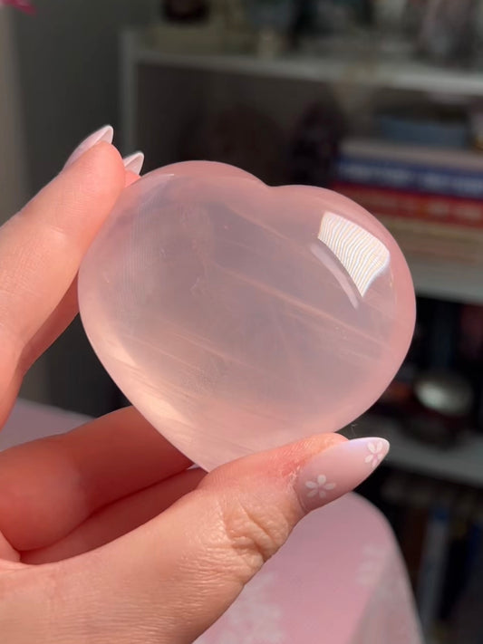 HQ Star Rose Quartz Heart with Diasterism