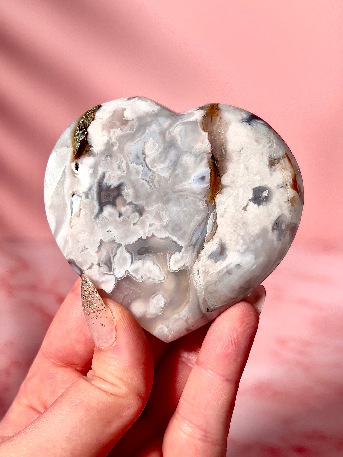 Blue Flower Agate Heart