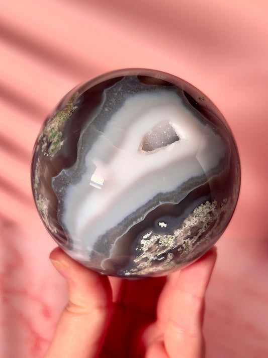 Moody Moss Agate Statement Sphere
