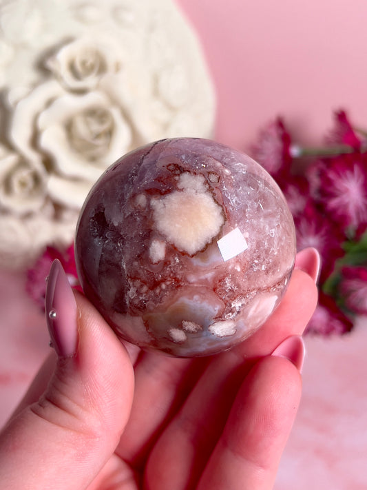 Pink Amethyst with Betroidral Druzy Pocket Sphere