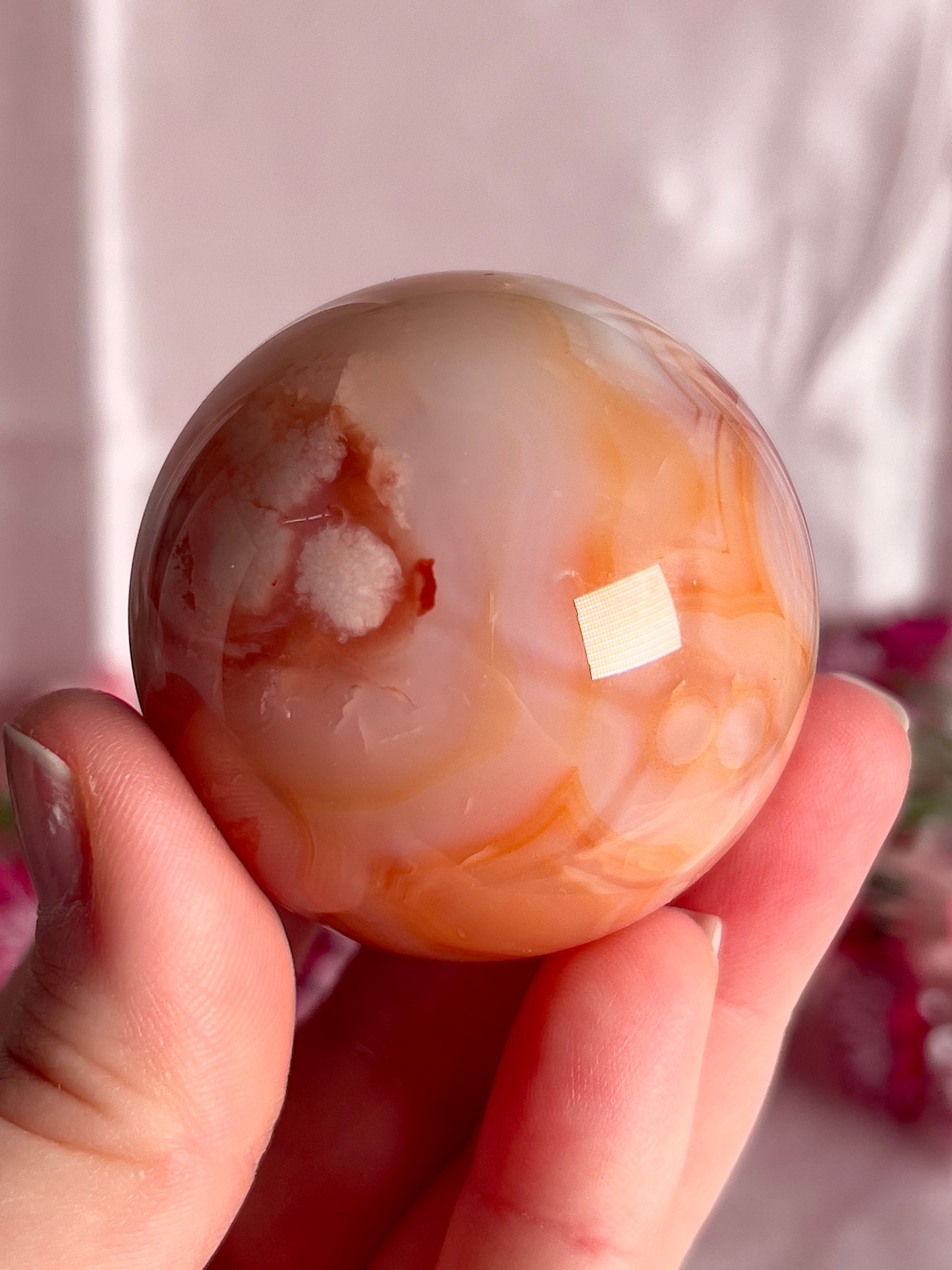 Pink Carnelian and Flower Agate Sphere