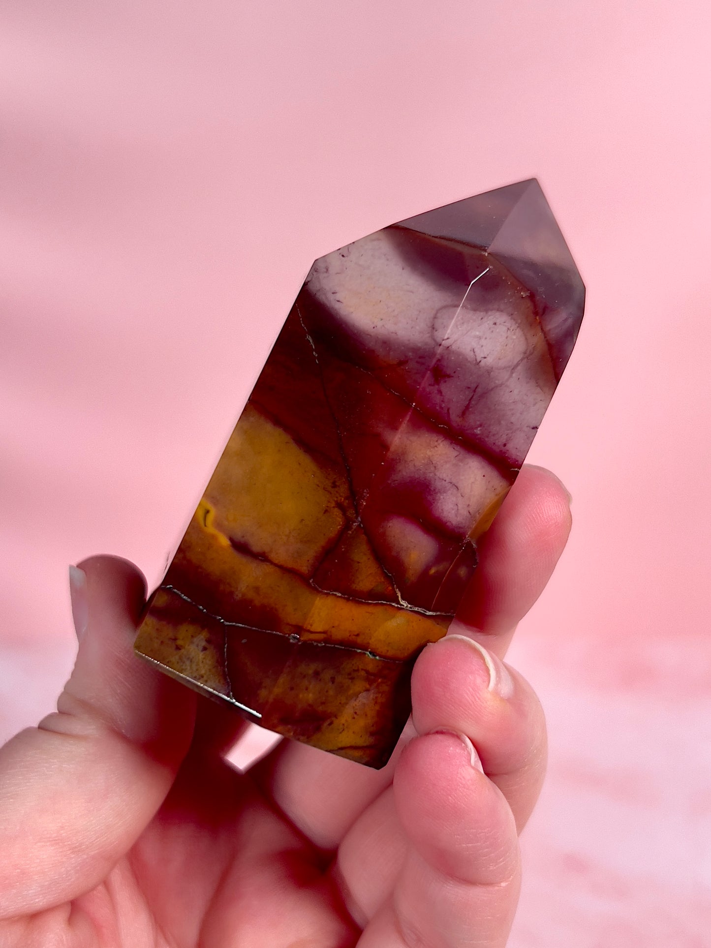 Burgundy and Yellow Mookaite Tower