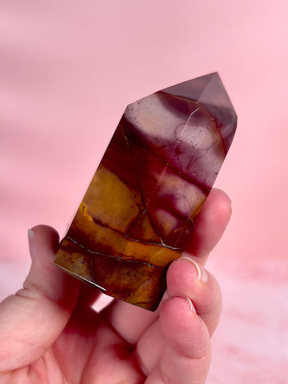 Burgundy and Yellow Mookaite Tower