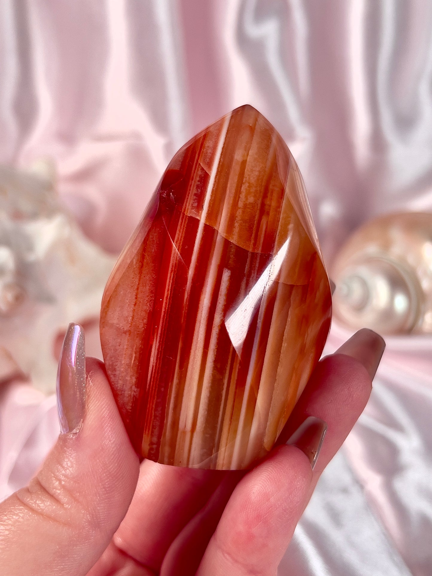 Warm Peachy Banded Carnelian Flame