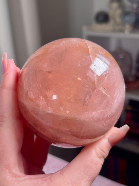 Strawberry Wine Star Rose Quartz Sphere