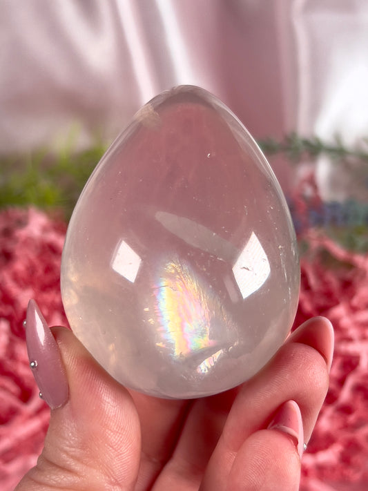 Rainbow Star Rose Quartz Egg