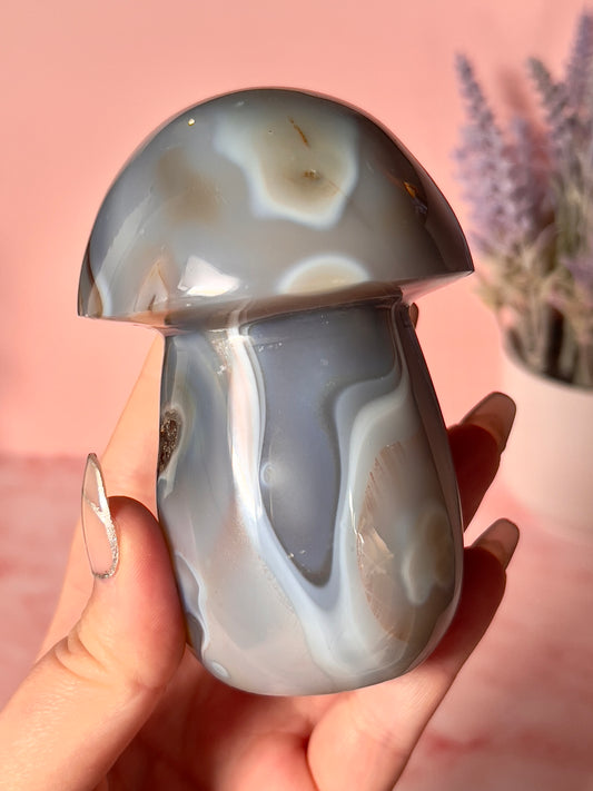 Beautiful Orca Agate Mushroom