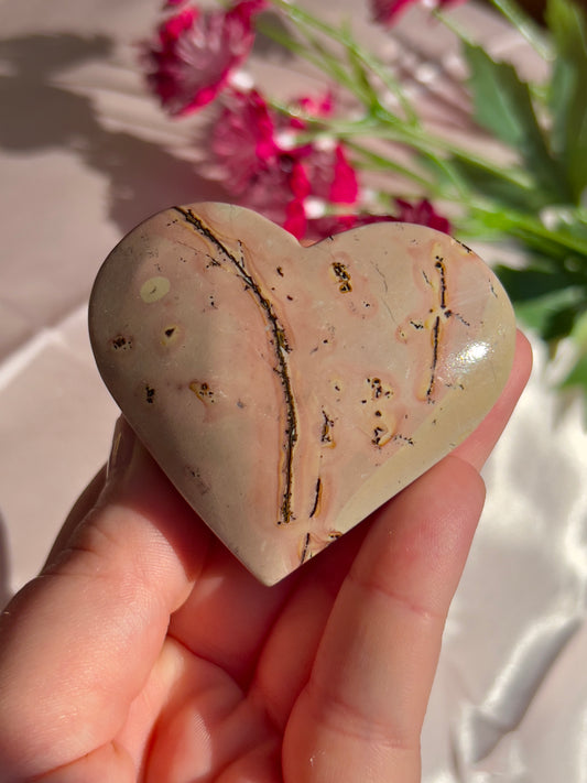 pink picture jasper crystal heart 