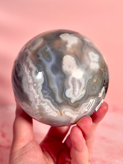 Lavender and Blue Flower Agate Statement Sphere