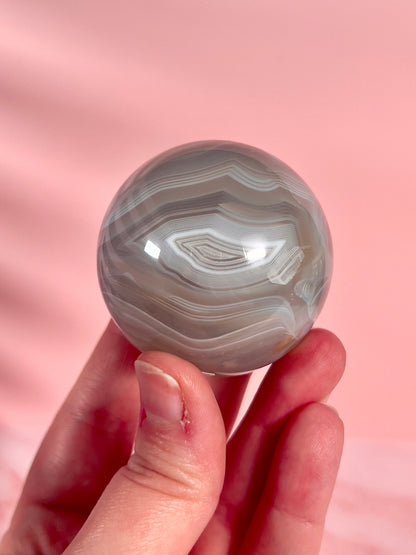 Soft Blue Banded Agate Sphere with Parallax