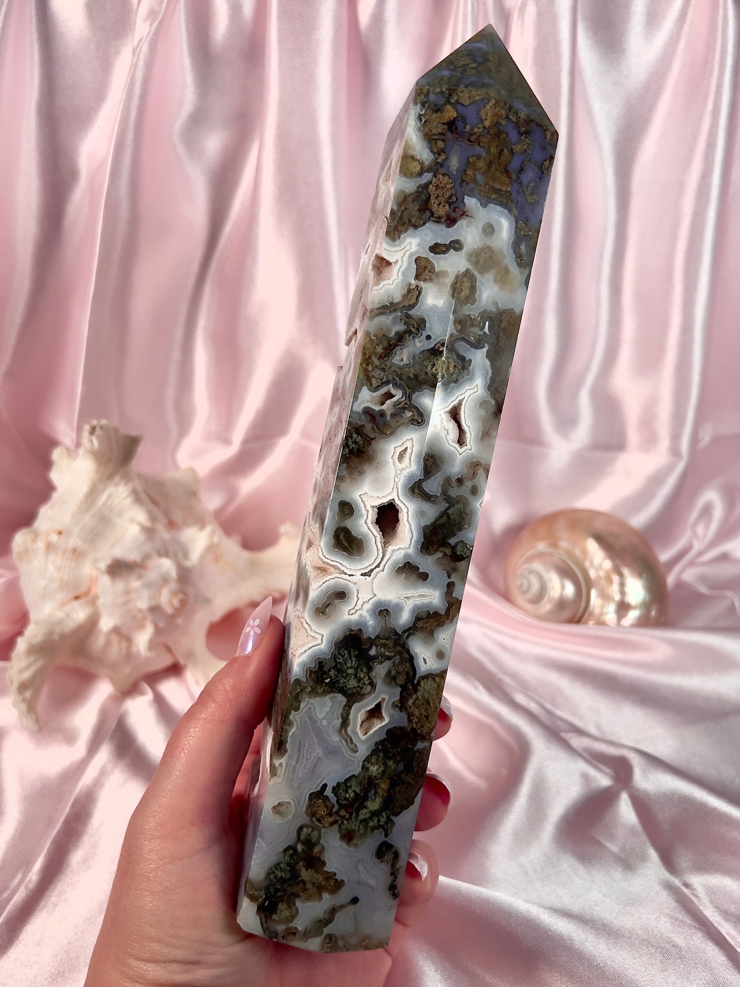 High Quality Moss Agate Statement Tower
