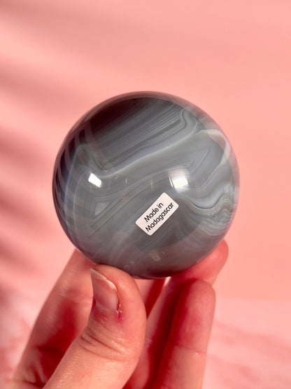 Blue Banded Agate Sphere with Parallax