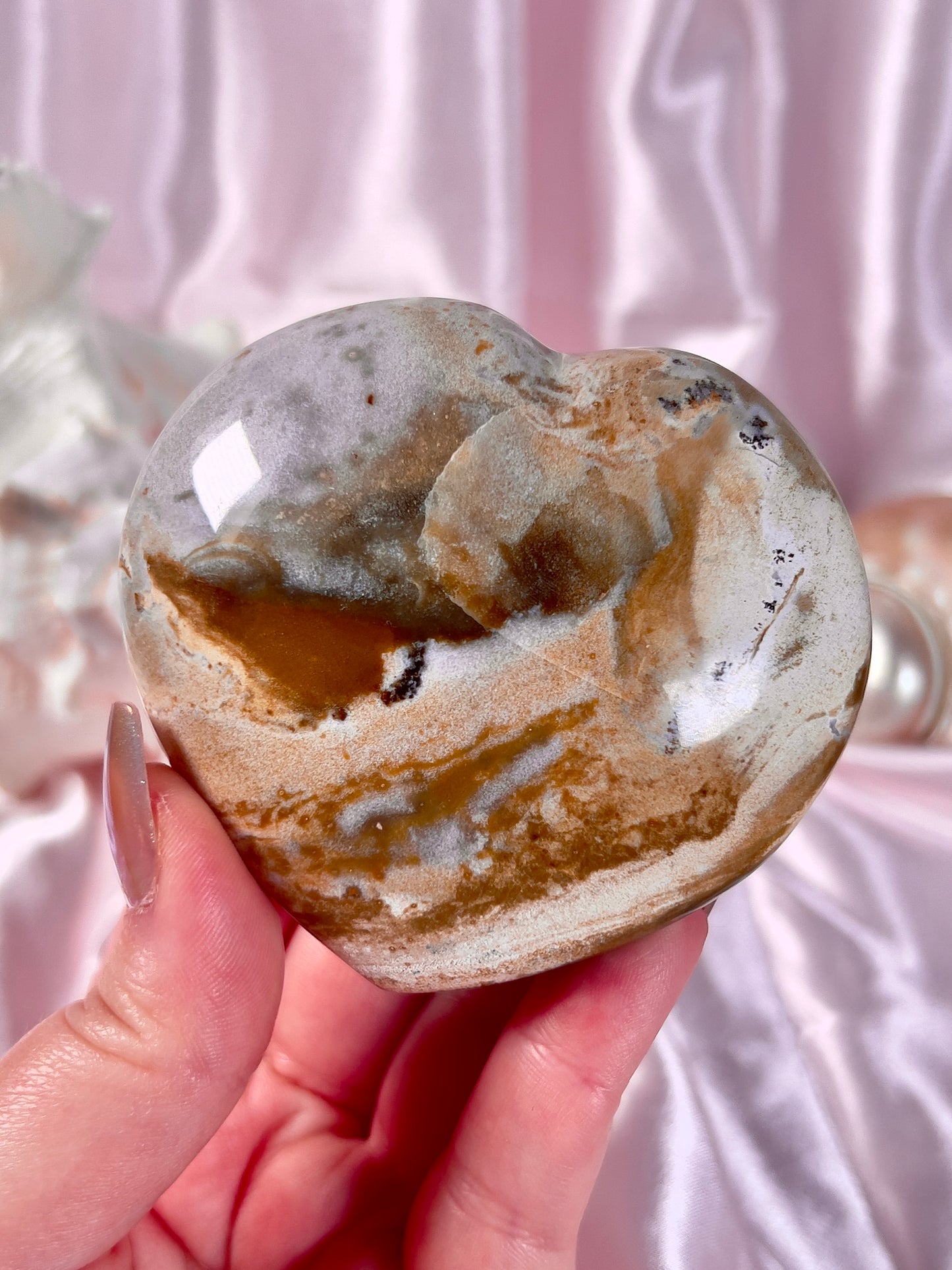 Sandy Puffy Sea Jasper Heart