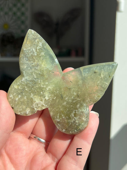 Prehnite 3D Butterfly Carving