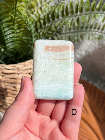 Caribbean Calcite Square Palm Stone - Choose Your Own