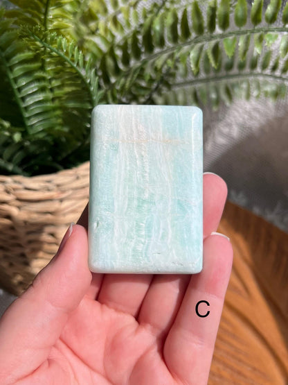 Caribbean Calcite Square Palm Stone - Choose Your Own