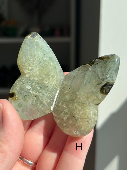 Prehnite 3D Butterfly Carving