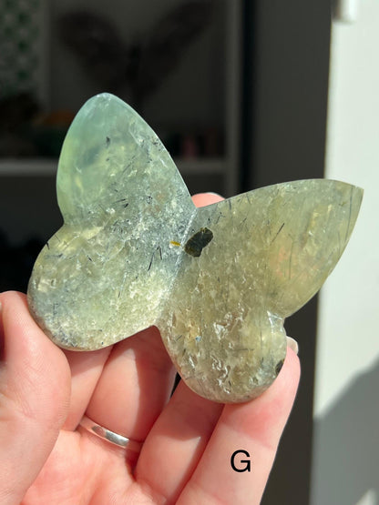 Prehnite 3D Butterfly Carving