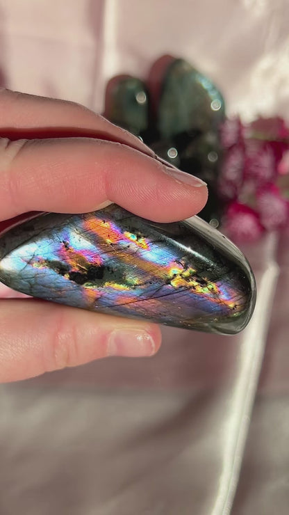 Purple and Orange Flash Labradorite Freeform from Finland